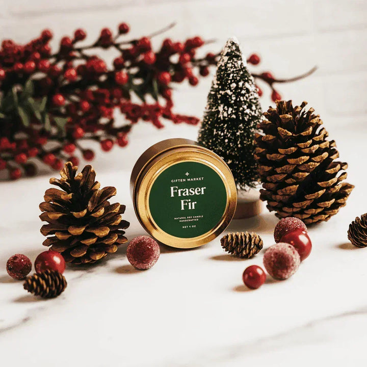 Fraser Fir Gold Travel Candle - Giften Market