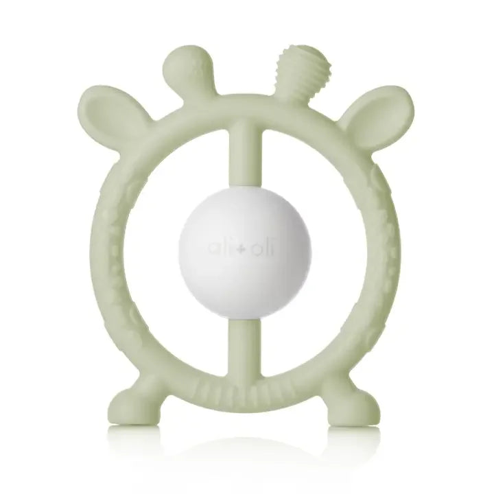 Giraffe Silicone Teether & Rattle Toy - Sage