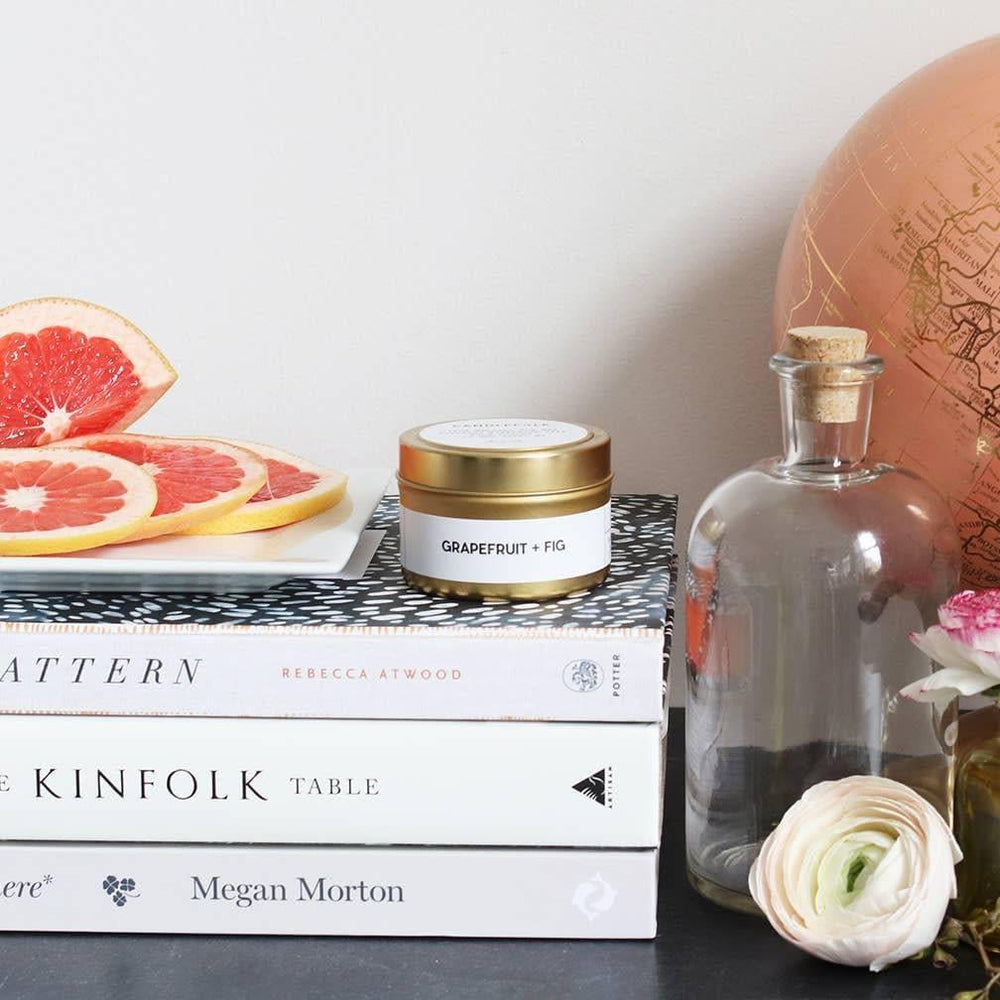 Grapefruit & Fig - Gold Travel Candle - Giften Market