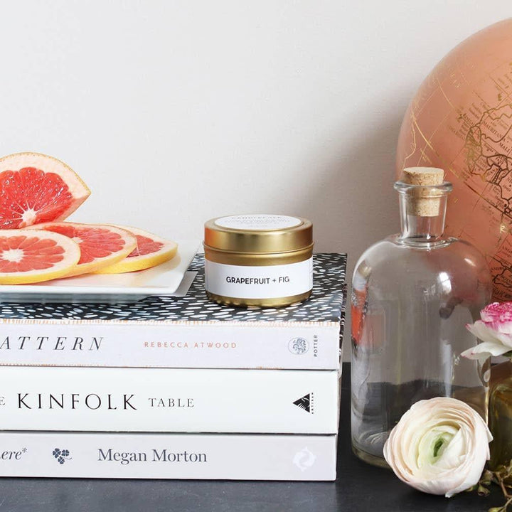 Grapefruit & Fig - Gold Travel Candle - Giften Market