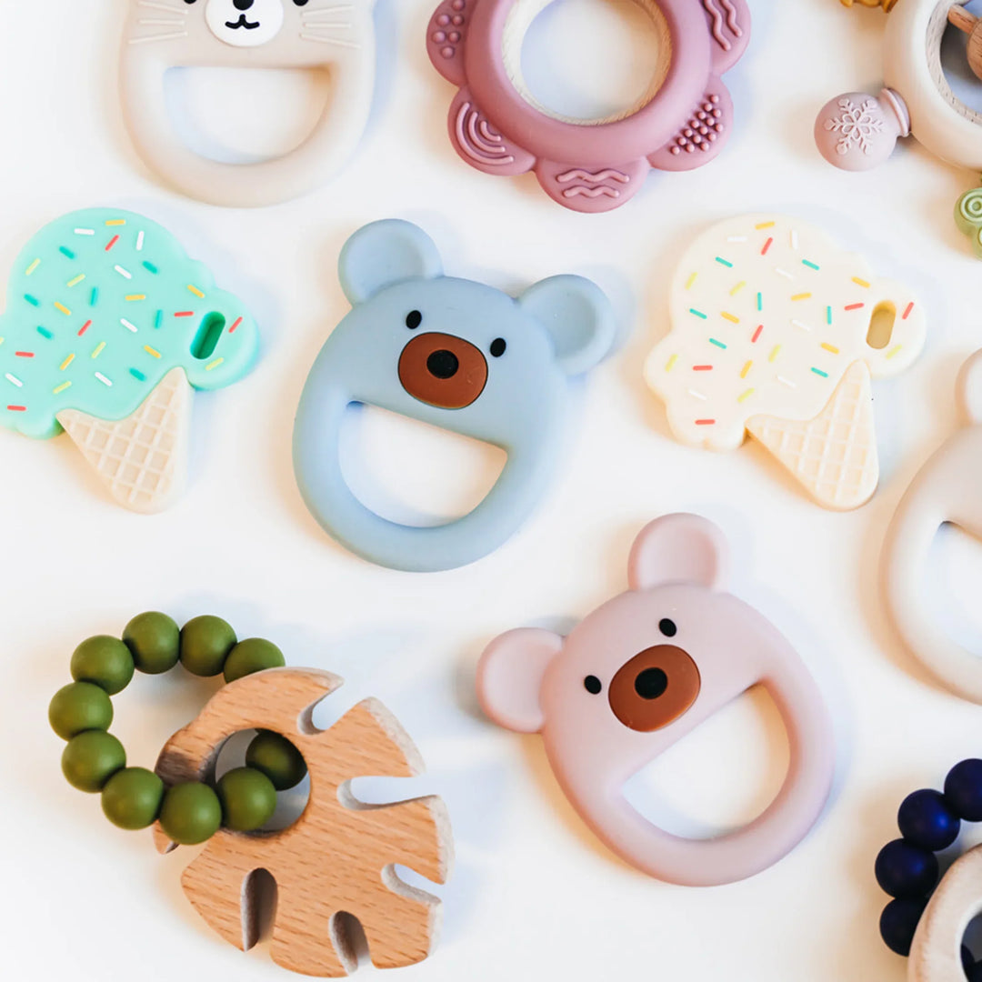 Green Leaf Silicone Beechwood Baby Teether