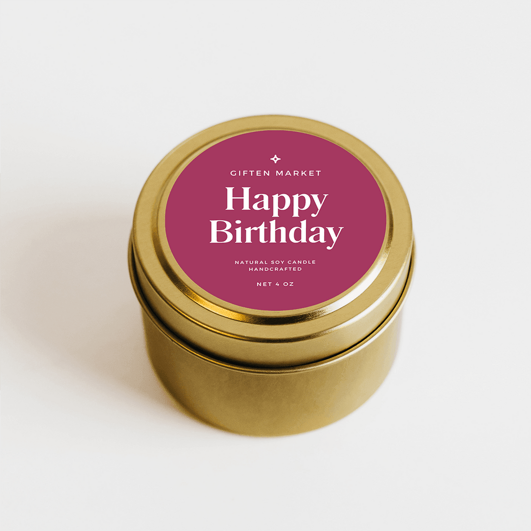 Happy Birthday Gold Travel Candle - Giften Market