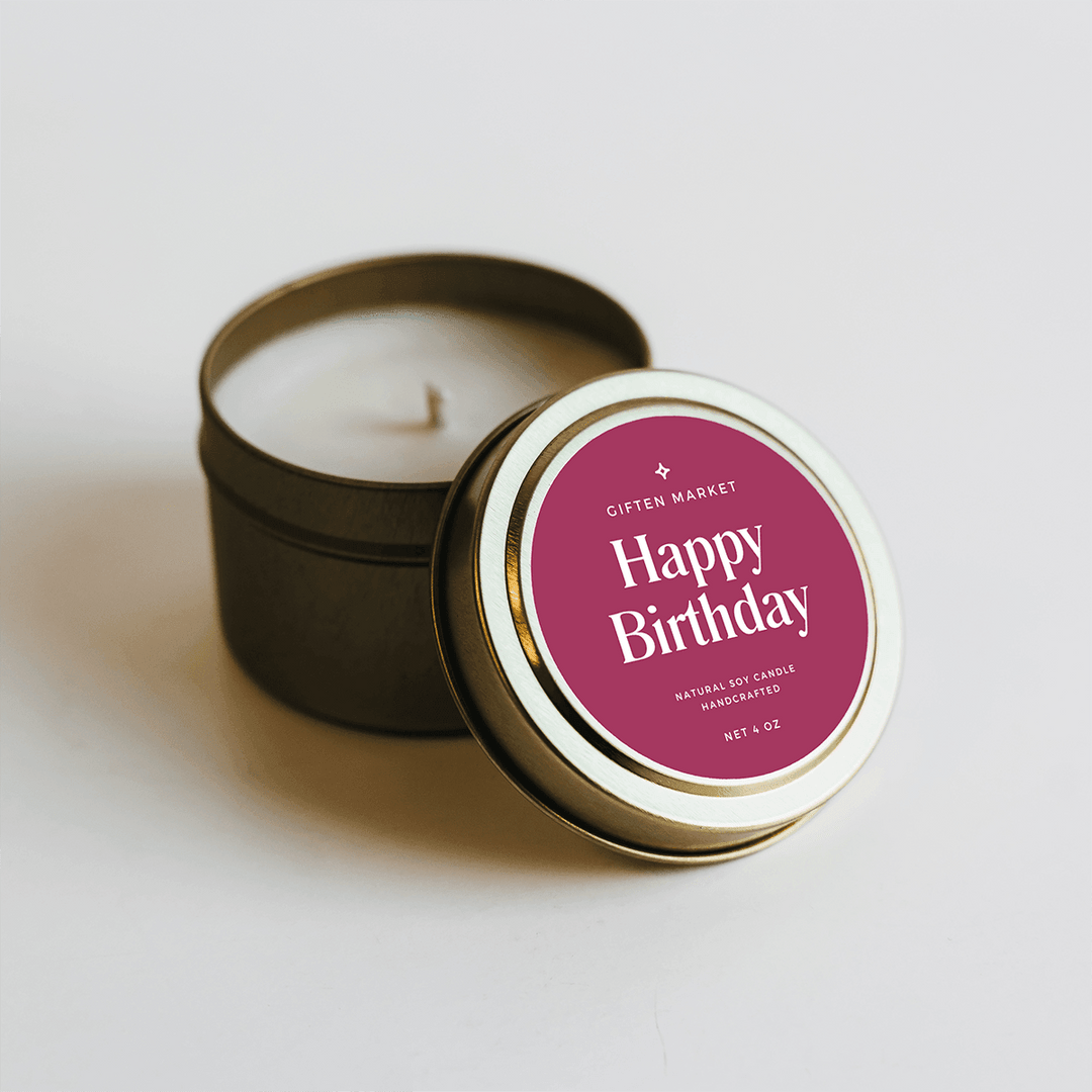 Happy Birthday Gold Travel Candle - Giften Market