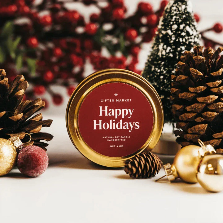 Happy Holidays Gold Travel Candle - Giften Market