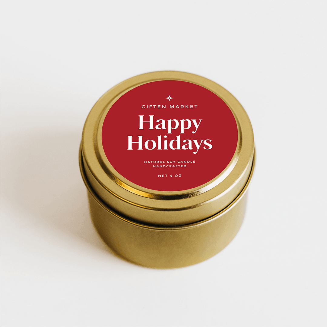 Happy Holidays Gold Travel Candle - Giften Market