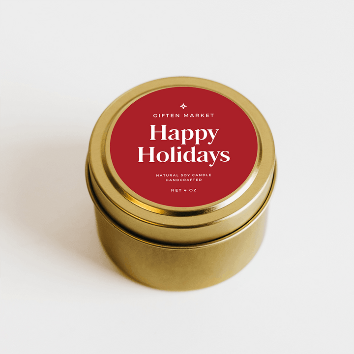 Happy Holidays Gold Travel Candle - Giften Market