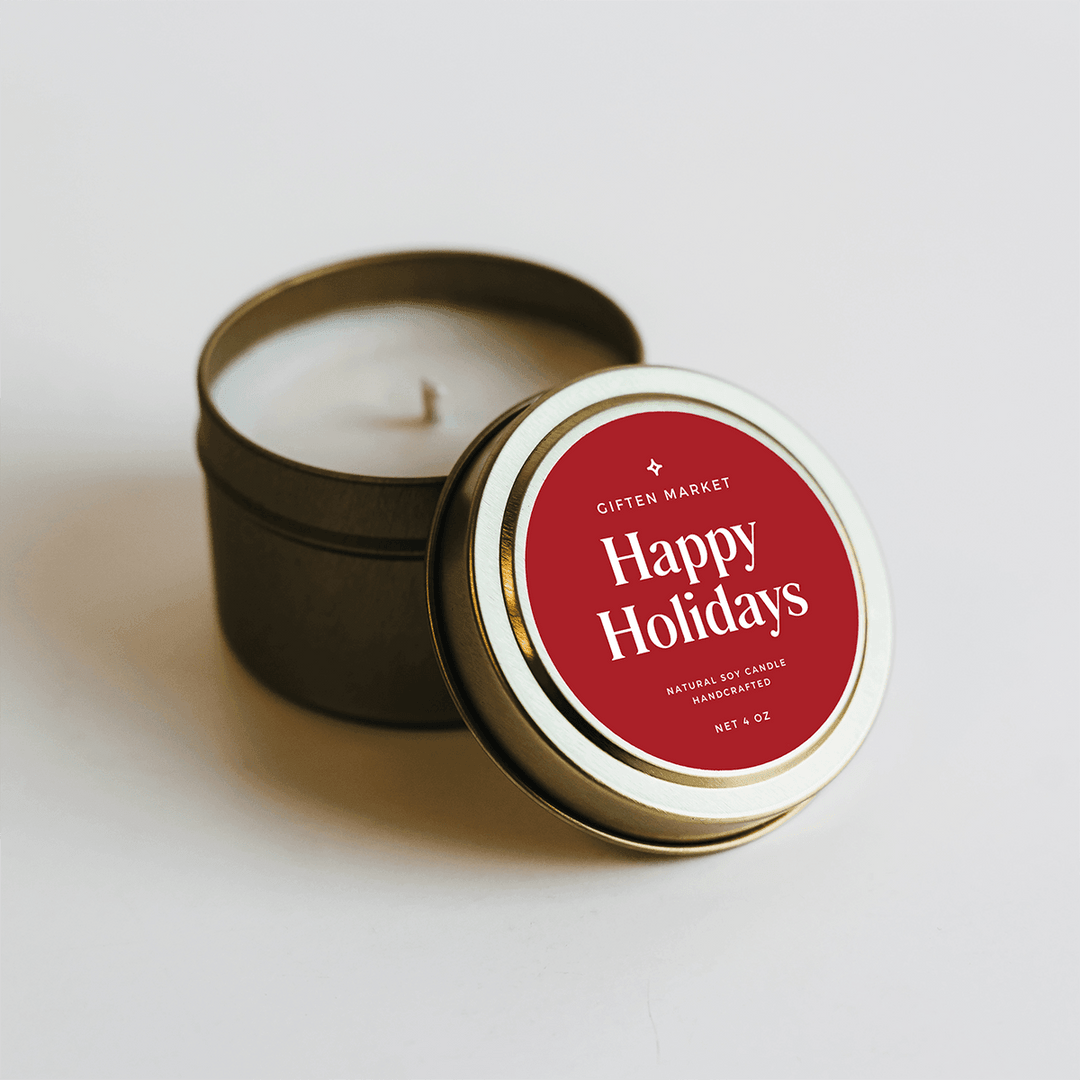 Happy Holidays Gold Travel Candle - Giften Market
