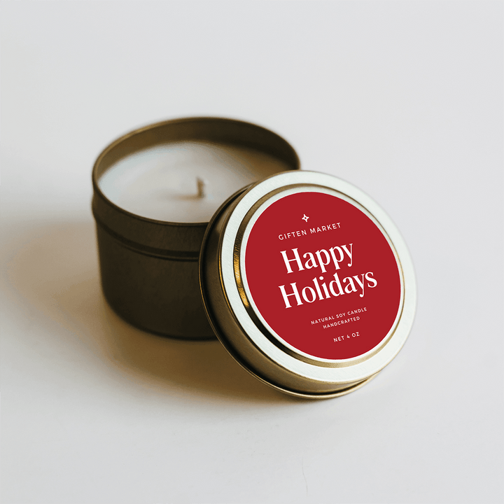 Happy Holidays Gold Travel Candle - Giften Market