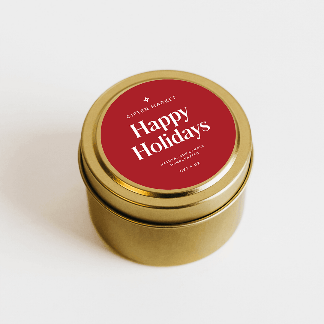 Happy Holidays Gold Travel Candle - Giften Market