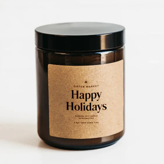 Happy Holidays Soy Candle - Amber Jar - Thumbnail 2