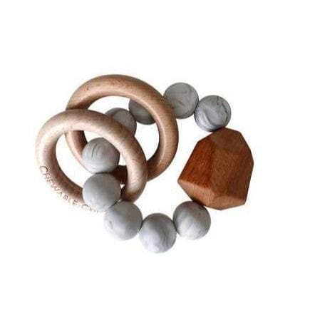 Hayes Silicone + Wood Teether Ring - Howlite - Giften Market
