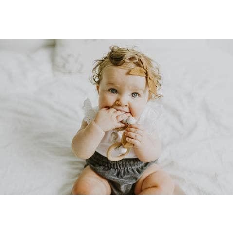 Hayes Silicone + Wood Teether Ring - Howlite - Giften Market