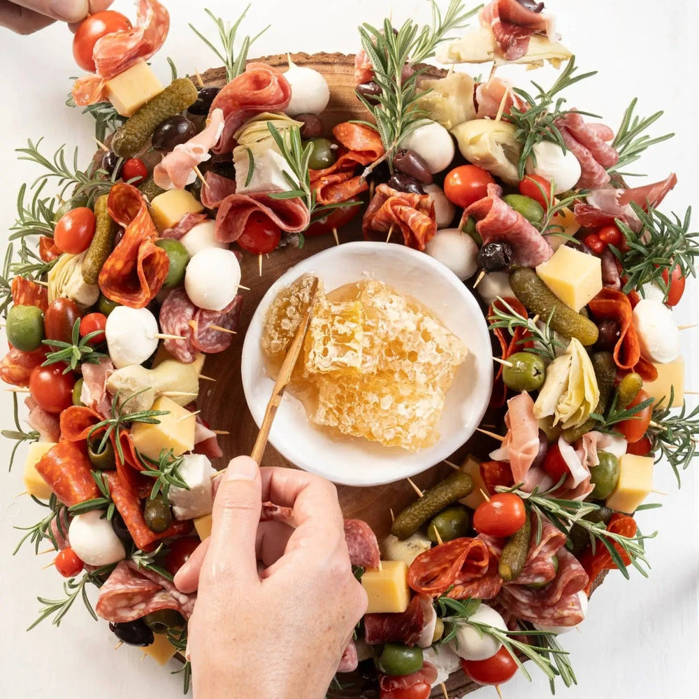 Honeycomb served on a charcuterie wreath