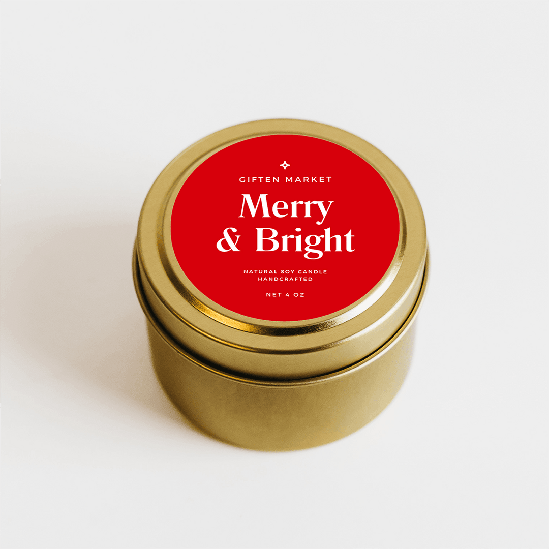 Merry & Bright Gold Travel Candle - Giften Market