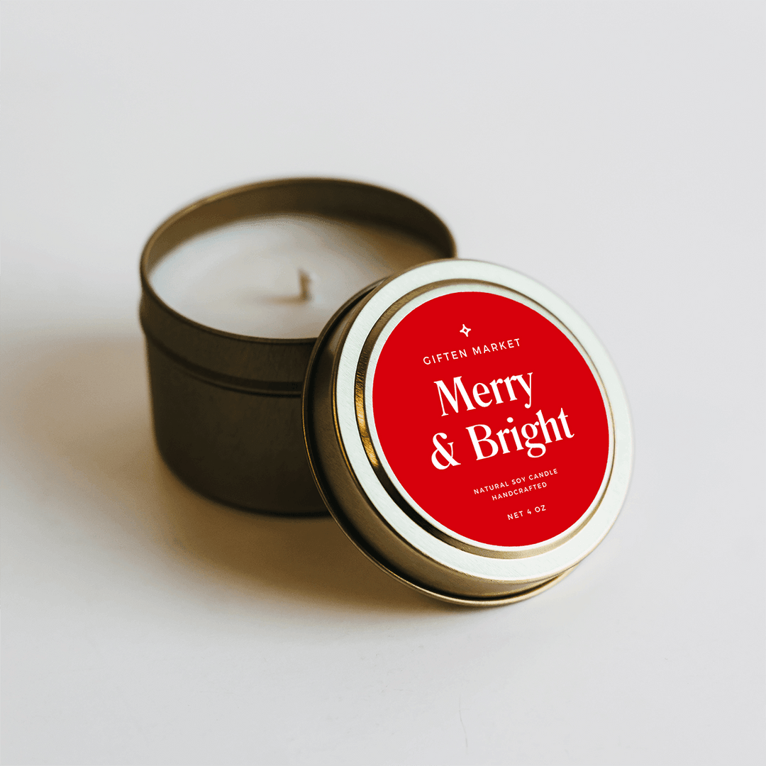 Merry & Bright Gold Travel Candle - Giften Market