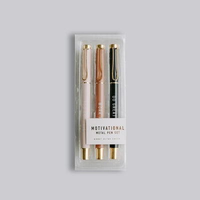 Motivational Metal Pen Set - Neutrals - Giften Market