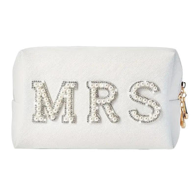 Mrs. White Zipper Cosmetics Pouch - Giften Market
