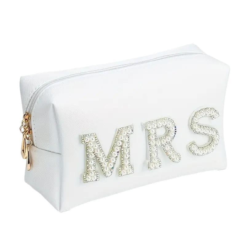 Mrs. White Zipper Cosmetics Pouch - Giften Market