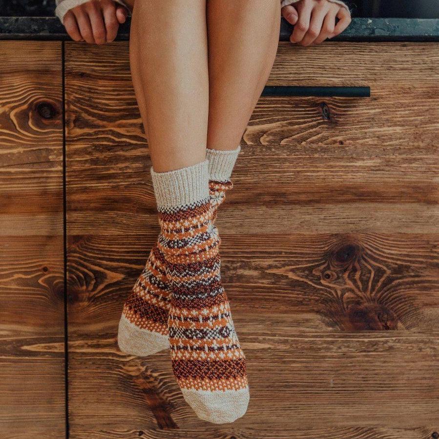 Nordic Merino Wool Socks - Asenka Pumpkin - S/M - Giften Market