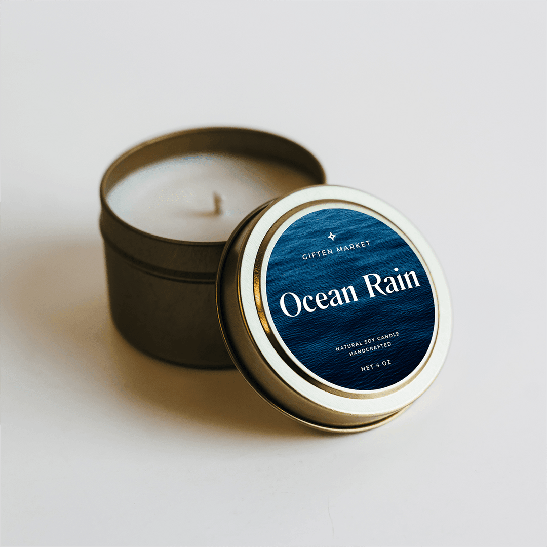 Ocean Rain Gold Travel Candle - Giften Market