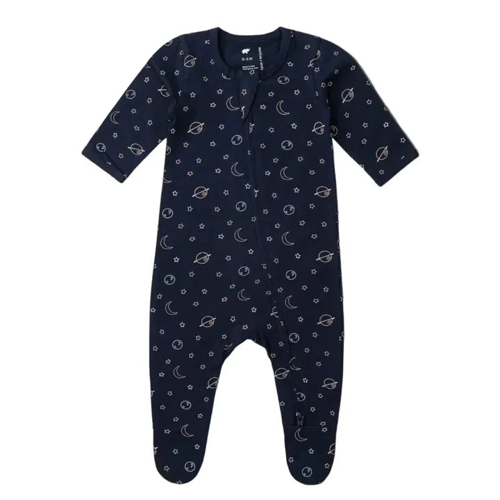 Outerspace Zipper One-Piece Baby Pajamas