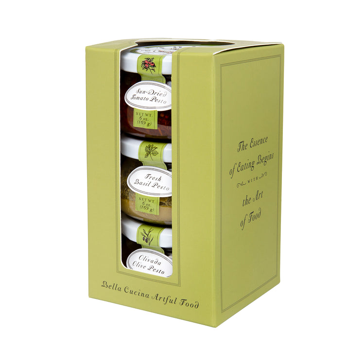 Bella Cucina Pesto Classic Collection Gift Set, three jars in a green gift box