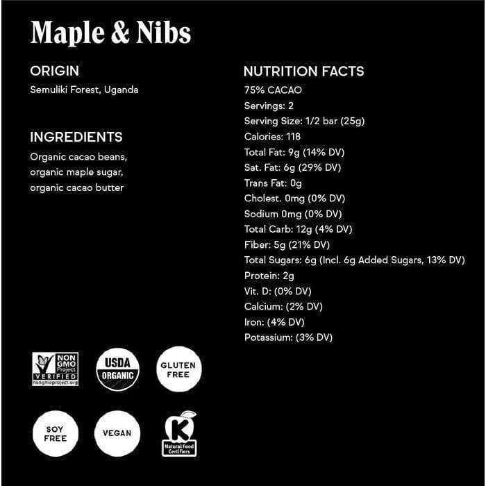 Raaka Maple and Nibs Chocolate Bar - Giften Market