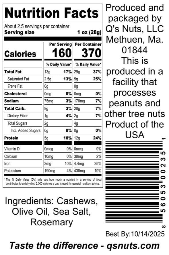 Rosemary & Sea Salt Cashews - 2.5oz - Giften Market