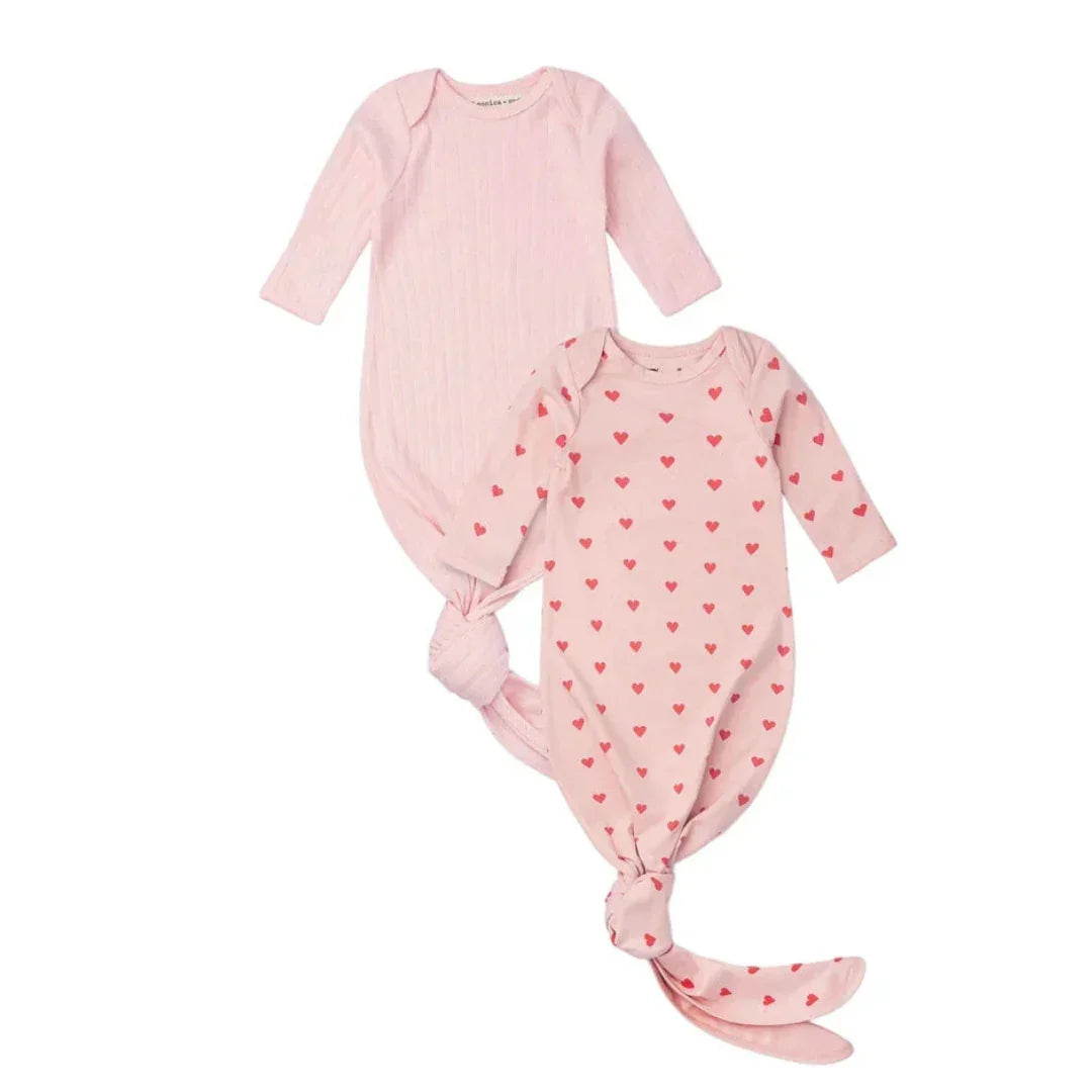 Set of 2 Knot It Baby Gowns - Light Pink - Giften Market