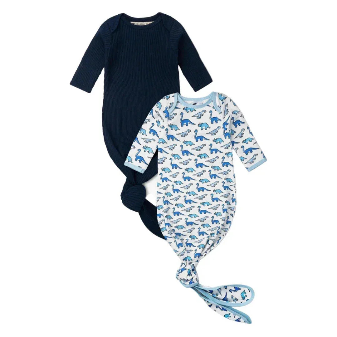 Set of 2 Knot It Baby Gowns - Navy - Giften Market