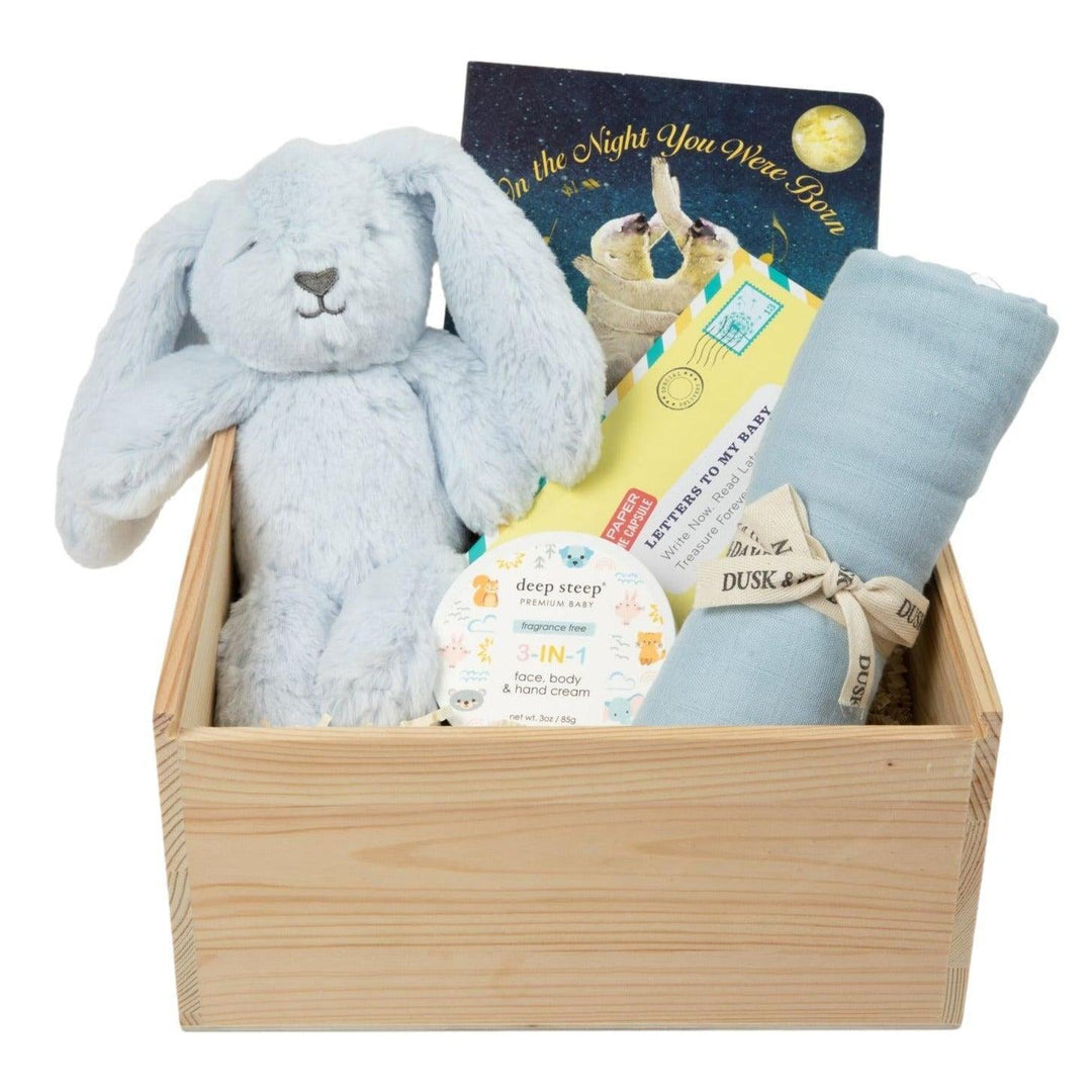 Smiles & Snuggles Wooden Gift Crate - Blue - Giften Market