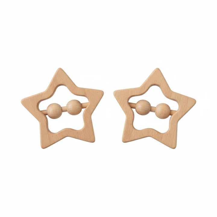 Star Beech Wood Teething Rattle - Giften Market