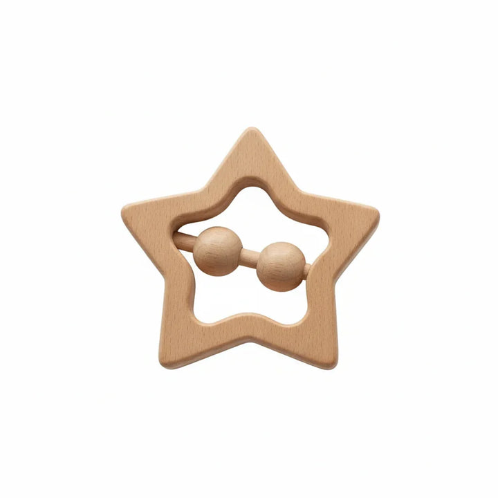 Star Beech Wood Teething Rattle - Giften Market