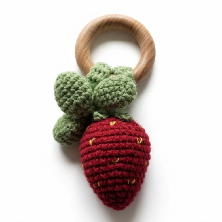Strawberry Hand Crochet Rattle - Giften Market