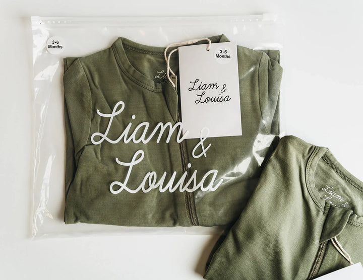 Super Soft Footed Baby Pajamas - Olive Green - Giften Market