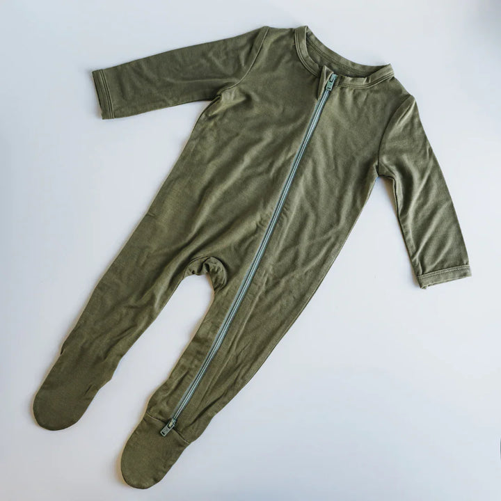 Super Soft Footed Baby Pajamas - Olive Green - Giften Market