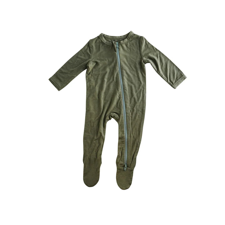Super Soft Footed Baby Pajamas - Olive Green - Giften Market