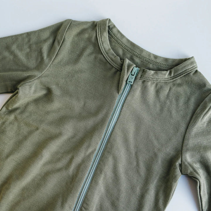 Super Soft Footed Baby Pajamas - Olive Green - Giften Market