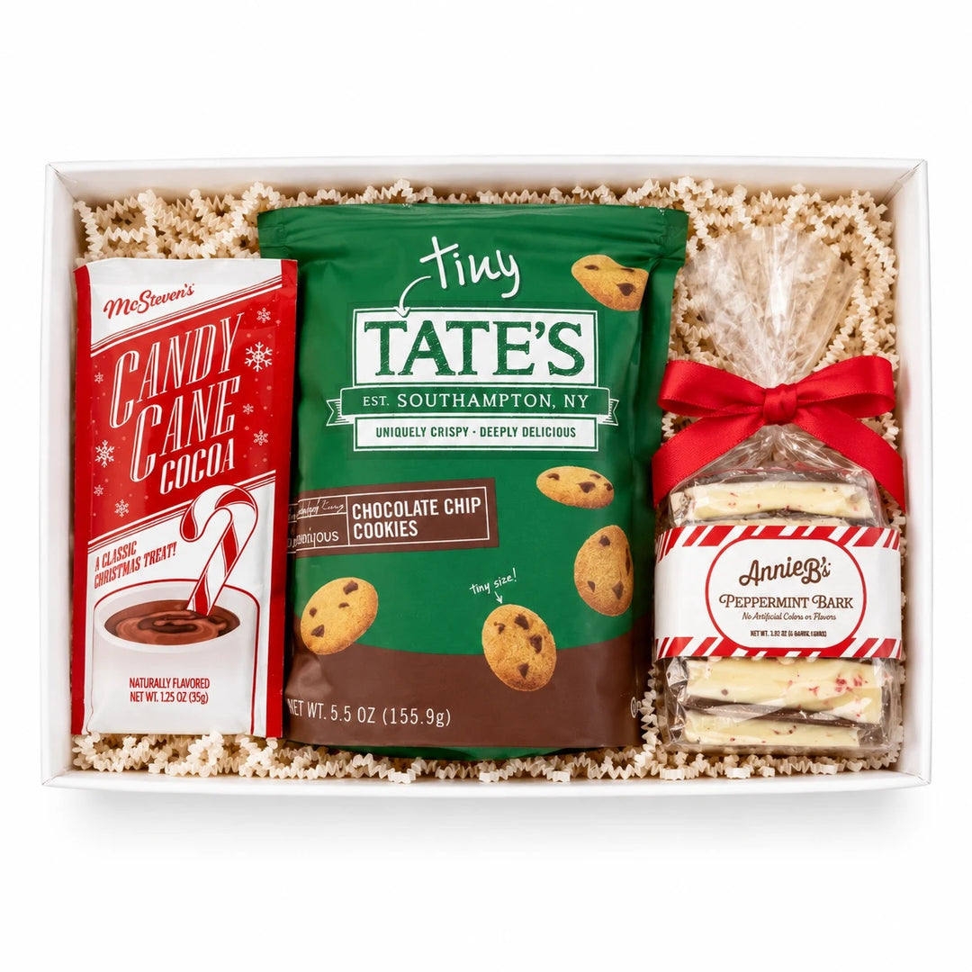 Sweets & Treats Bento Box - Merry & Bright with McSteven's Candy Cane Cocoa, Tiny Tate's cookies and Annie B's peppermint bark
