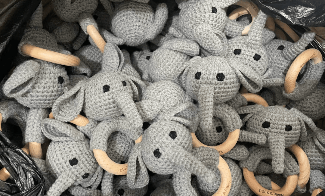 Elephant Hand Crocheted Rattle