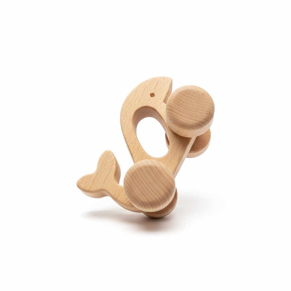 Wooden Whale Push Car Teether - Giften Market
