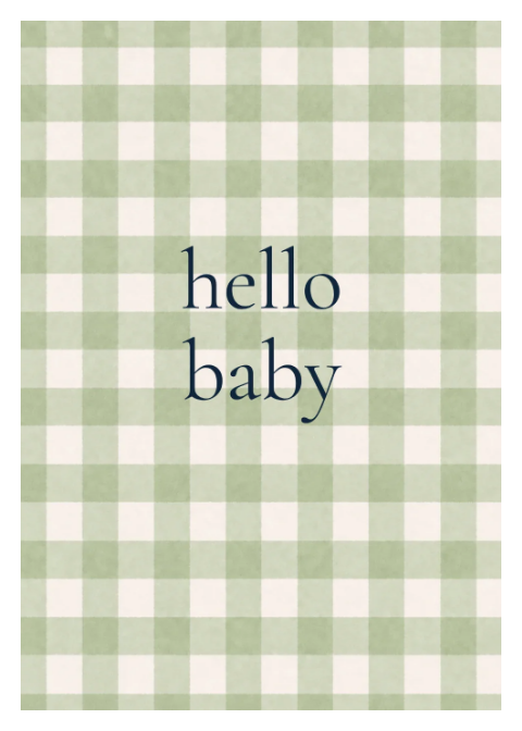 Hello Baby - Sage Gingham