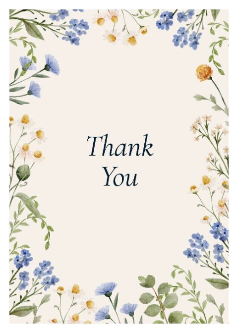 Thank You - Cream Floral