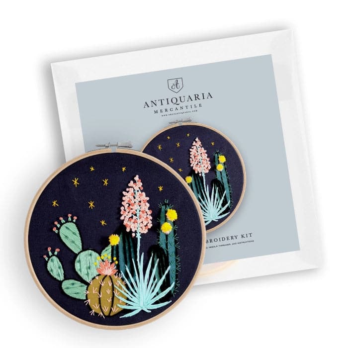 Night Cactus Premium Embroidery Kit - Giften Market 