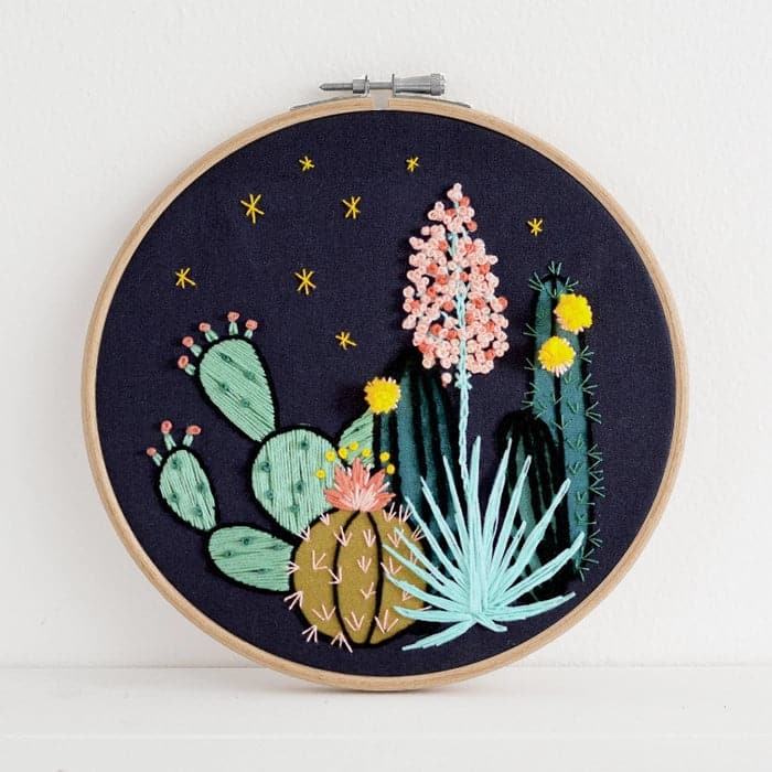 Night Cactus Premium Embroidery Kit - Giften Market 