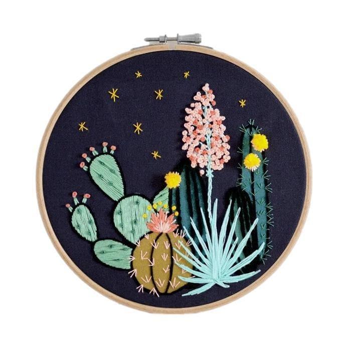 Night Cactus Premium Embroidery Kit - Giften Market